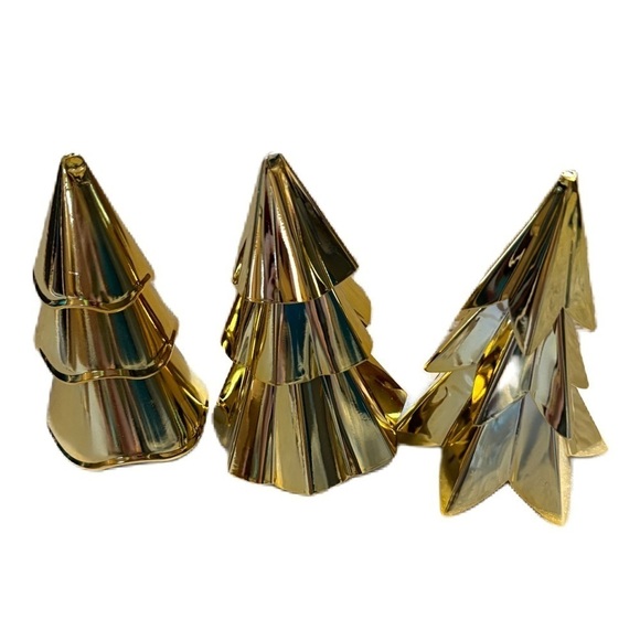 3 Medium Gold Metal Tree NEW Bundle Lot Target Christmas Decor Village Train - Picture 1 of 7